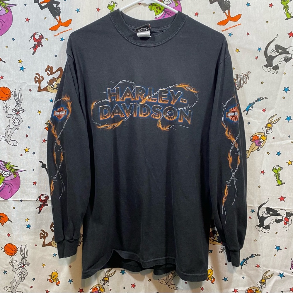 Vintage Harley Davidson flaming barbed wire shirt